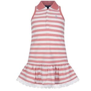 - 🆕🎉HP🎉Ralph Lauren Girl Salmon Sleeveless Stripe Dress